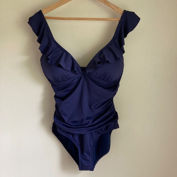 Liz Claiborne Navy One Piece Swimsuit - Picture 1 of 5